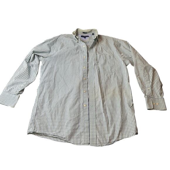 Mens Long Sleeve- Button Down- Blue Green Plaid-Medium Tommy Hilfiger Cotton - Picture 1 of 5